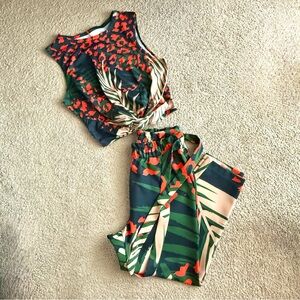 Safari Tropical Print 2-Piece Pant Set